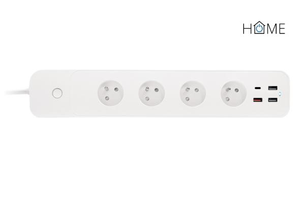 iGET HOME Power 4 USB - WiFi chytrá prodlužka 4x 230V + 4x USB, samostatná, měření spotřeby, 3680W