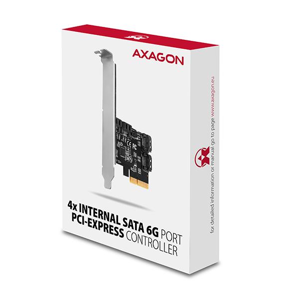AXAGON PCES-SA4X4, PCIe radič - 4x interný SATA 6G port, ASM1164, SP & LP 