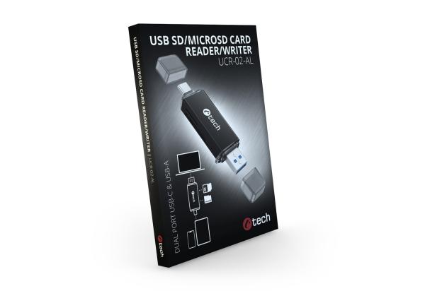 Čtečka karet C-tech UCR-02-AL, USB 3.0 TYPE A/ TYPE C, SD/ micro SD 