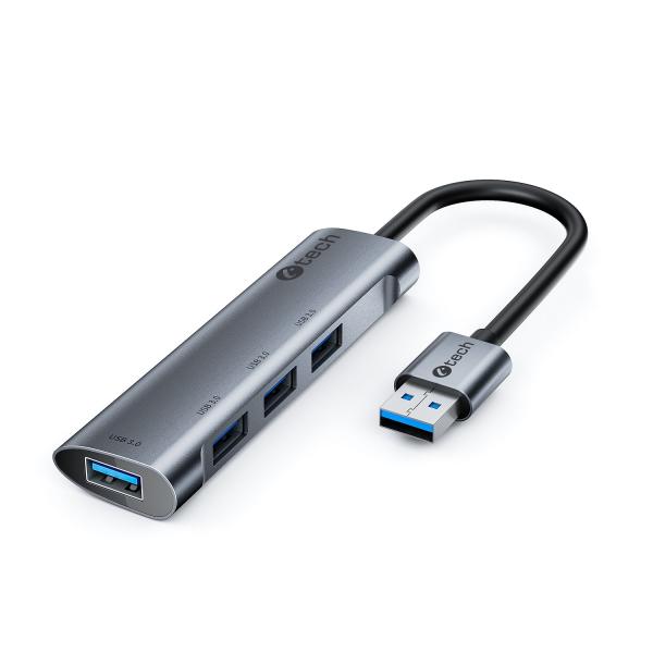HUB USB C-tech UHB-U3-AL, 4x USB 3.2 Gen 1, hliníkové telo