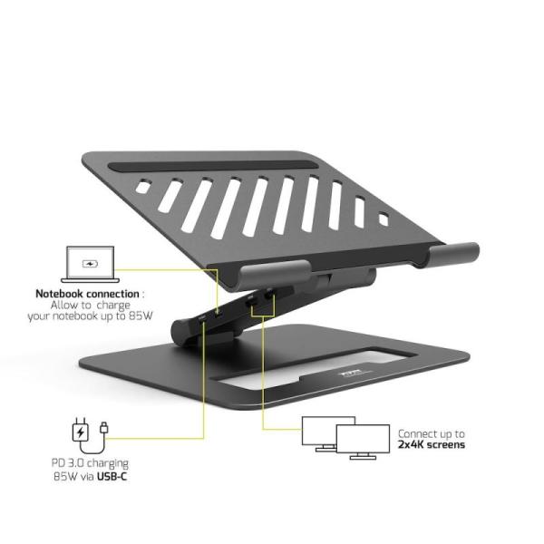 PORT dokovací stanice s natavitelným stojanem na notebook až pro 7 periferií přes USB-C,  černá 