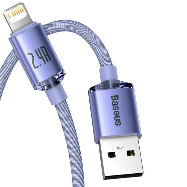 Baseus CAJY000005 Crystal Shine Series Dátový Kábel USB - Lightning 20W 1, 2m Purple 
