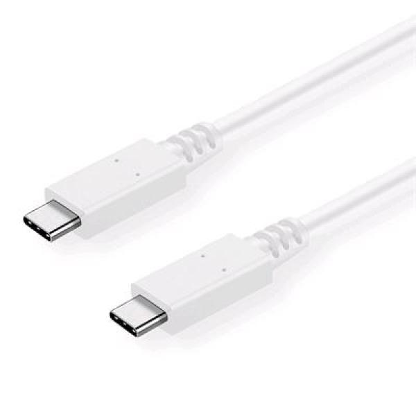 Kábel C-TECH USB 3.2, Type-C (CM/ CM), PD 100W, 20Gbps, 1m, biely
