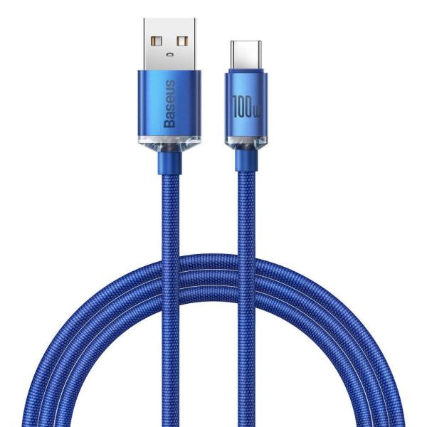 Baseus CAJY000403 Crystal Shine Series Dátový Kábel USB - USB-C 100W 1, 2m Blue