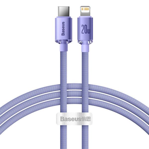 Baseus CAJY000205 Crystal Shine Series Dátový Kábel USB-C - Lightning 20W 1, 2m Purple