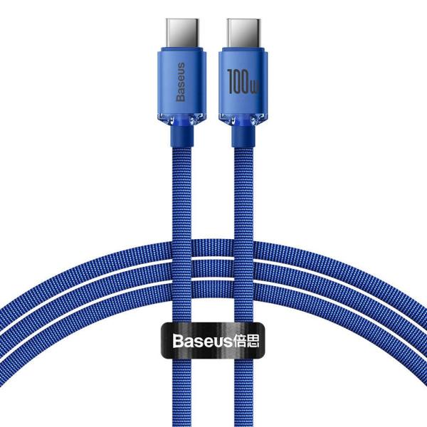 Baseus CAJY000603 Crystal Shine Series Dátový Kábel USB-C - USB-C 100W 1, 2m Blue
