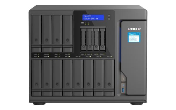 QNAP TS-1655-8G (8core 2, 8GHz, 8GB RAM, 12x 3, 5"+4x 2, 5" SATA, 2x M.2 NVMe slot, 2x 2, 5GbE, 3x PCIe)