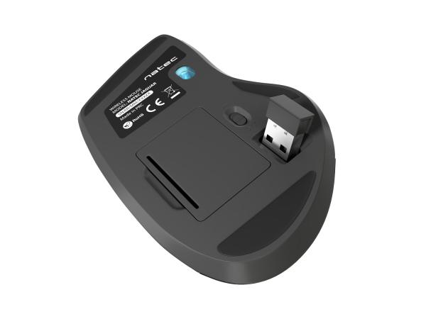 Natec optická myš JAGUAR/ 2400 DPI/ Ergonomická/ Blue Track/ Pre pravákov/ Bezdrôtová USB/ Čierna 