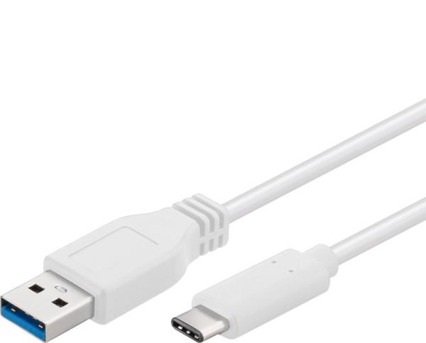 PremiumCord USB-C/ male - USB 3.0 A/ Male, biely, 2m