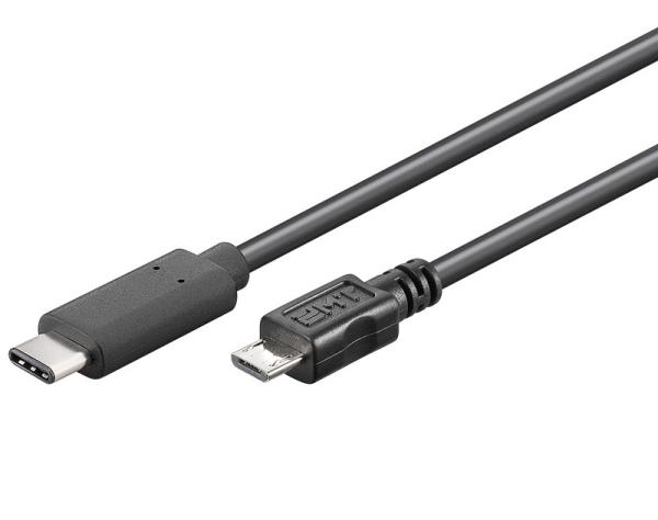 PremiumCord USB-C/ male - USB 2.0 Micro-B/ Male, čierny, 1m