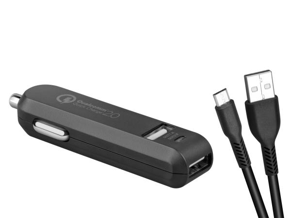 AVACOM CarMAX 2 nabíjačka do auta 2x Qualcomm Quick Charge 2.0,  čierna (kábel micro USB)