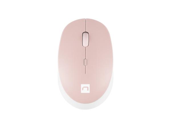 Natec optická myš HARRIER 2/ 1600 DPI/ Kancelárska/ Optická/ 1 600 DPI/ Bezdrôtová Bluetooth/ Biela-ružová