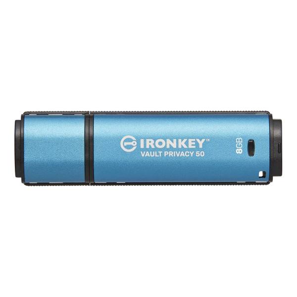 Kingston Ironkey Vault Privacy 50/ 8GB/ USB 3.2/ USB-A/ Modrá