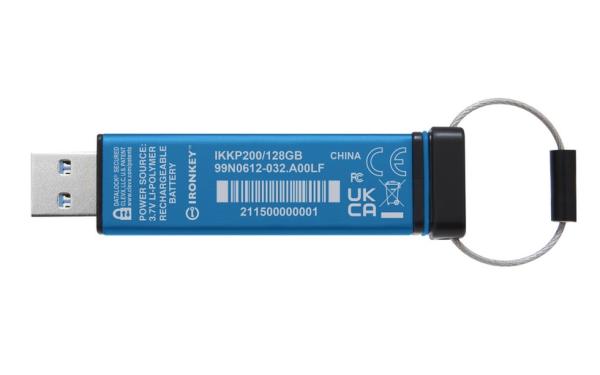 Kingston IronKey Keypad 200/ 128GB/ USB 3.2/ USB-A/ Modrá 