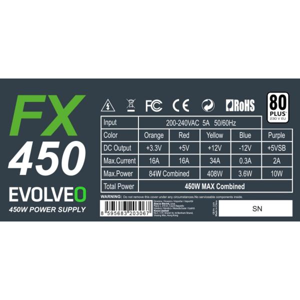 EVOLVEO FX 450/ 450W/ ATX/ 80PLUS 230V EU/ Bulk 