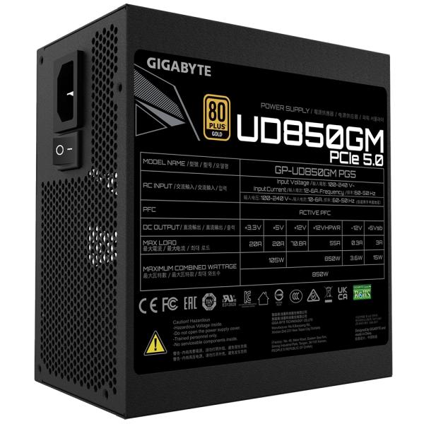 GIGABYTE UD850GM PG5/ 850W/ ATX/ 80PLUS Gold/ Modular/ Retail 