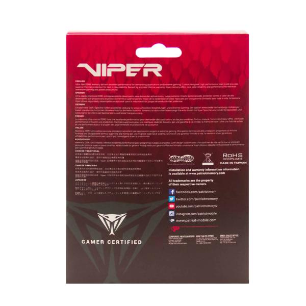 Patriot Viper 4/ DDR4/ 32GB/ 3200MHz/ CL16/ 2x16GB/ Red 