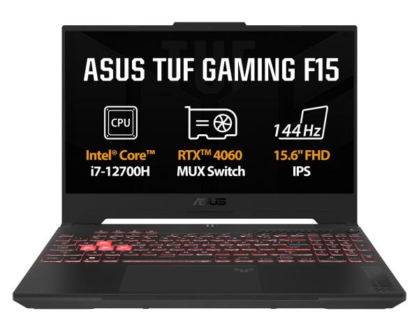 ASUS TUF Gaming F15/ FX507ZV4/ i7-12700H/ 15, 6"/ FHD/ 16GB/ 512GB SSD/ RTX 4060/ bez OS/ Gray/ 2R
