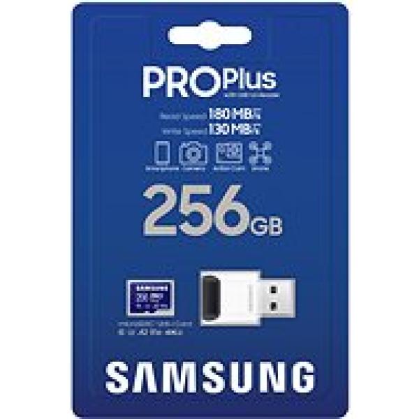 Samsung/ micro SDXC/ 256GB/ 180MBps/ USB 3.0/ USB-A/ Class 10/ + Adaptér/ Modrá 