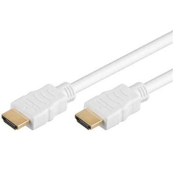 PremiumCord HDMI High Speed + Ethernet kabel, bílý, zlacené konektory, 1, 5m
