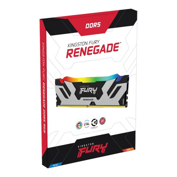 Kingston FURY Renegade/ DDR5/ 64GB/ 6000MHz/ CL32/ 2x32GB/ RGB/ Black/ Silv 