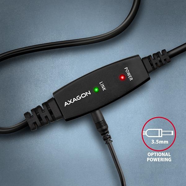 AXAGON ADR-220B, USB 2.0 A-M -> B-M aktivní propojovací / repeater kabel, 20m 