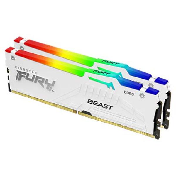 Kingston FURY Beast White/ DDR5/ 32GB/ 5200MHz/ CL40/ 2x16GB/ RGB/ White