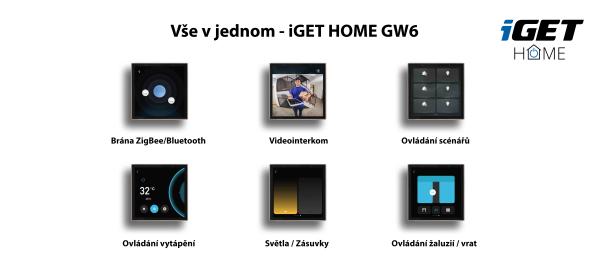 iGET HOME GW6 Control 4" LCD Gateway - brána Wi-Fi/ Bluetooth/ Zigbee 3.0, Philips HUE, Tuya, Andr, iOS 