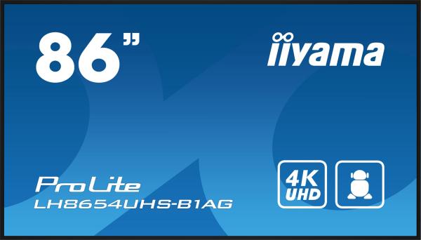 86" iiyama LH8654UHS-B1AG:IPS, 4K UHD. 24/ 7, Android