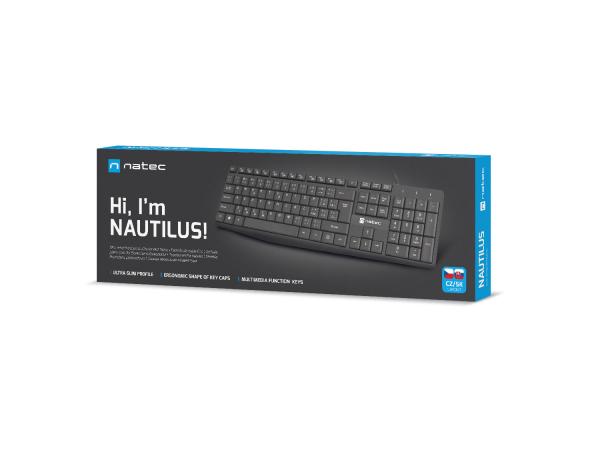 Natec klávesnice Nautilus 2/ Drátová USB/ CZ/ SK layout/ Černá 