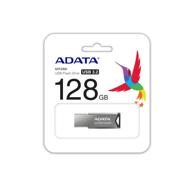 ADATA UV350/ 128GB/ USB 3.2/ USB-A/ Strieborná 