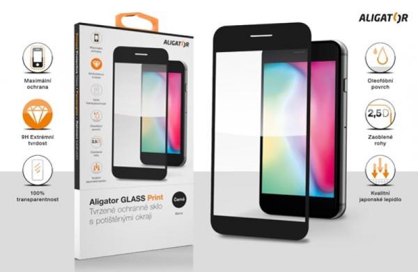 Aligator ochranné tvrzené sklo GLASS PRINT, Samsung Galaxy A54 (5G), černá, celoplošné lepení 