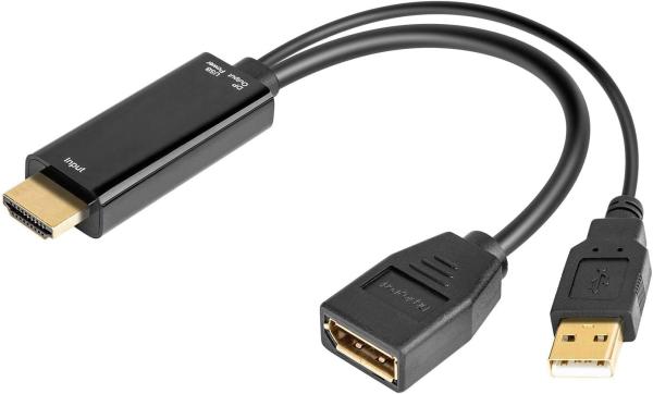 PremiumCord adaptér HDMI to DisplayPort Male/ Female s napájením z USB