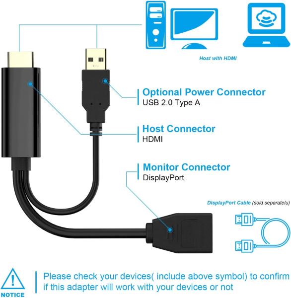 PremiumCord adaptér HDMI to DisplayPort Male/ Female s napájaním z USB 