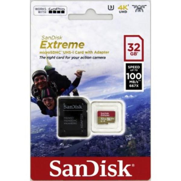SanDisk Extreme/ micro SDHC/ 32GB/ 100MBps/ UHS-I U3/ Class 10/ + Adaptér 