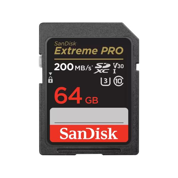 SanDisk Extreme PRO/ SDXC/ 64GB/ 200MBps/ UHS-I U3 / Class 10