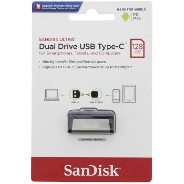 SanDisk Ultra Dual/ 128 GB/ 150 MBps/ USB 3.1/ USB-A + USB-C 