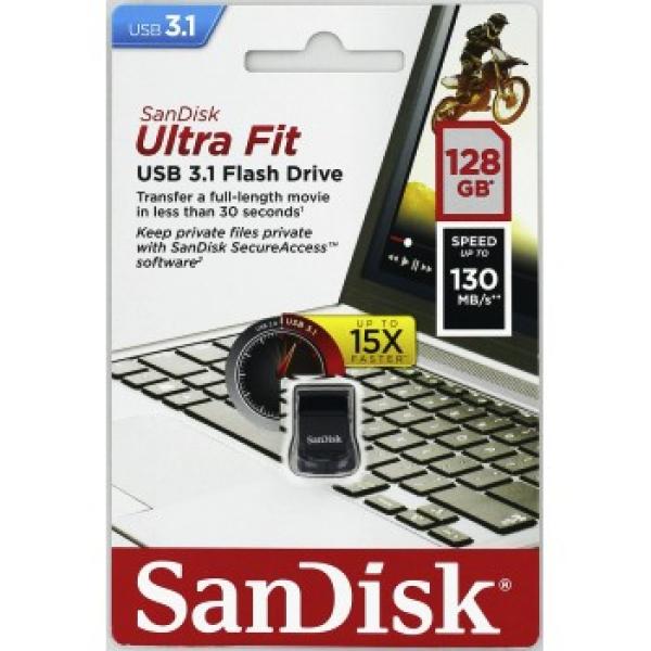 SanDisk Ultra Fit/ 128GB/ 130MBps/ USB 3.1/ USB-A/ Čierna 