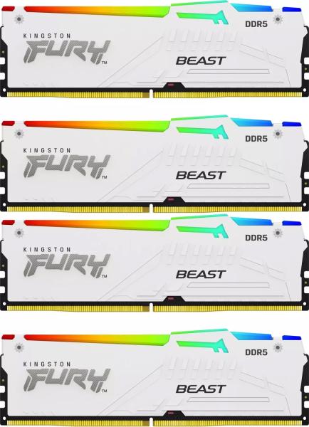 Kingston FURY Beast/ DDR5/ 128GB/ 5600MHz/ CL40/ 4x32GB/ RGB/ White 