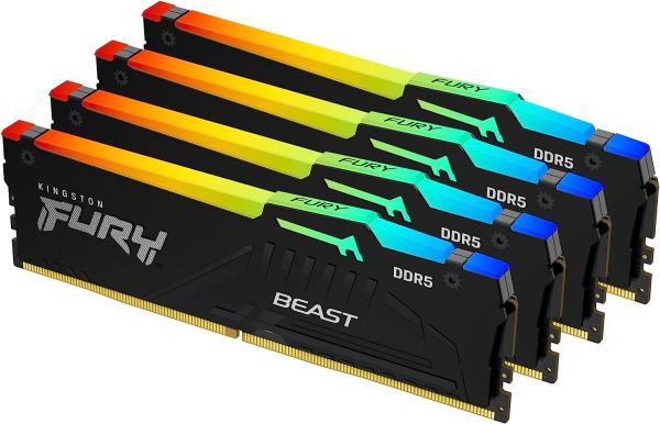 Kingston FURY Beast/ DDR5/ 64GB/ 6000MHz/ CL40/ 4x16GB/ RGB/ Black 