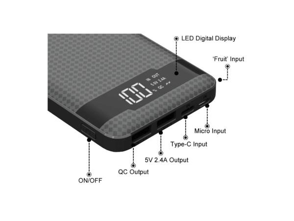 VIKING POWER BANK PN-961PD QC3.0 10000mAh, QUICK CHARGE 3.0, Čierna 