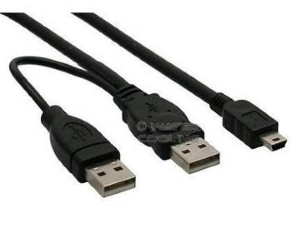 PremiumCord USB 2.0 napájací Y kábel A/ M + A/ M -- A/ M mini 0.4m + 0.5m