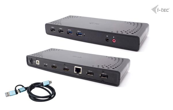 i-tec USB 3.0/ USB-C/ Thunderbolt, 2x HDMI Docking Station, PD 100W