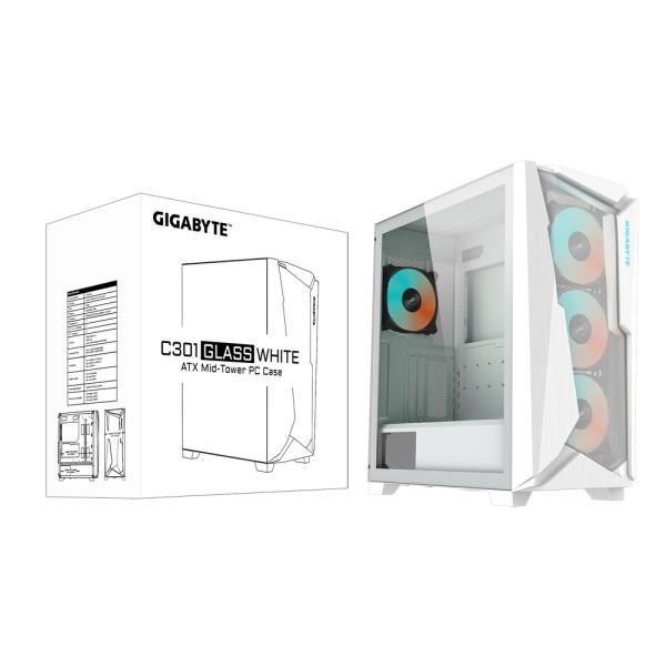 GIGABYTE C301 GLASS/ Midi Tower/ Transpar./ Biela 