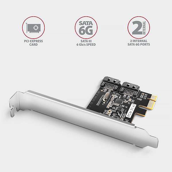 AXAGON PCES-SJ2, PCIe radič - 2x interný SATA 6G port, JMB582, SP & LP 