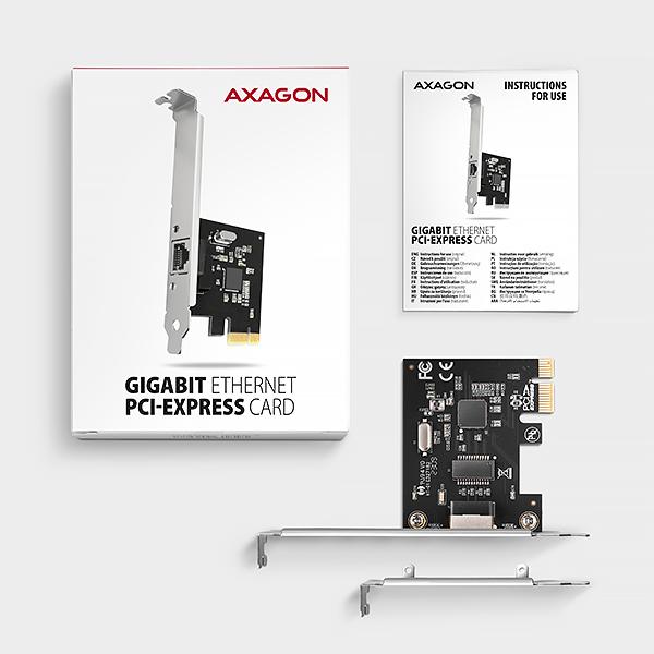 AXAGON PCEE-GRL, PCI sieťová karta - 1x Gigabit Ethernet port (RJ-45), Realtek 8111L, vr. LP 