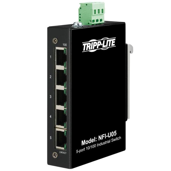Tripplite Přepínač 5x zdroj Unmanaged Ethernet Switch, 10/ 100Mb/ s, -40°…75°C, montáž DIN / deska