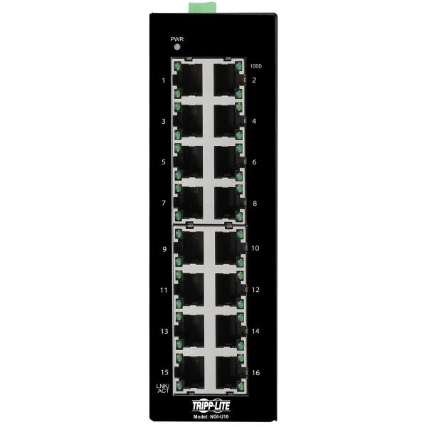 Tripplite Prepínač 16x zdroj Unmanaged Ethernet Switch, 10/ 100/ 1000Mb/ s, montáž DIN 