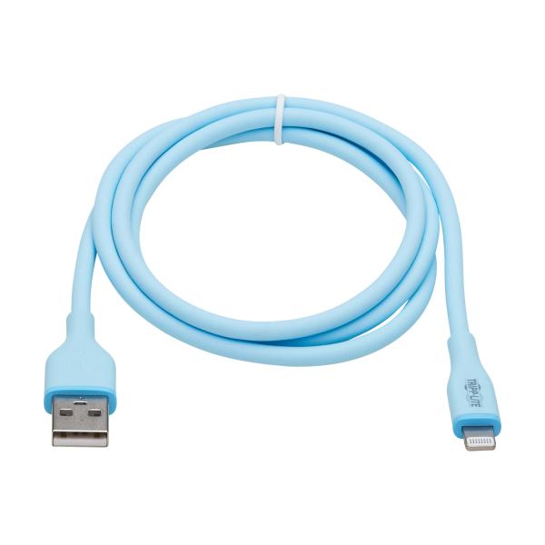 Tripplite Kabel USB-A/ Lightning Synch/ Nabíjení, MFi, Samec/ Samec, Safe-IT Antibakt, flex, sv.modrá, 0.91m 