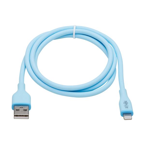 Tripplite Kábel USB-A/ Lightning Synch/ Nabíjanie, MFi, Samec/ Samec, Safe-IT Antibakt, flex, sv.modrá, 0.91m 